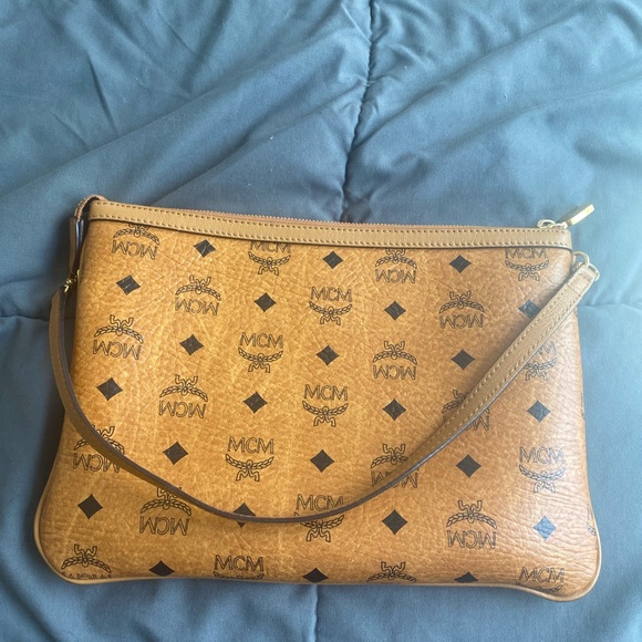 MCM Brown Logo Clutch